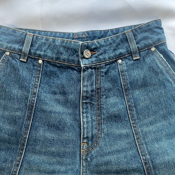 NWOT STELLA MCCARTNEY DARK BLUE VINTAGE WORKWEAR WIDE-LEG CARPENTER DENIM JEANS - Picture 3 of 11